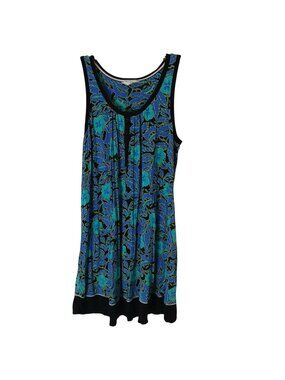 Secret Treasures Womens M 8-10 Blue Green Floral Sleeveless Nightgown #I-11